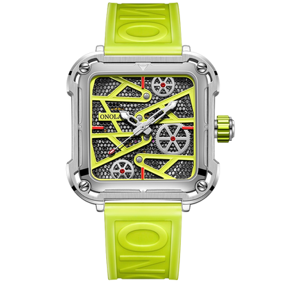 ONOLA Hollow Full Automatic Luxury Watches|Silicone Tape |Waterproof |Wristwatch Clock